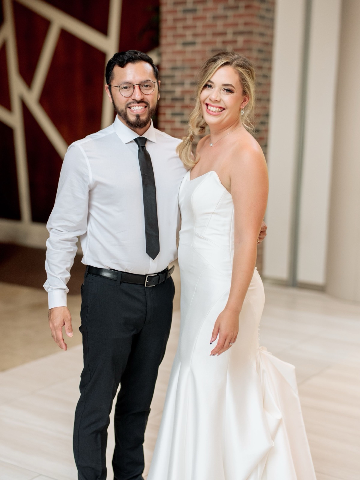 The newlyweds together inside Caffé Luna in Raleigh
